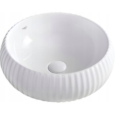 Hydrosan Umywalka Ceramiczna Nablatowa Okrągła Ryflowana Biała Na Blat 40x15 Naomi Hydrosan Umywalka Ceramiczna Nablatowa Okrągła Ryflowana Biała Na Blat 40x15 Naomi