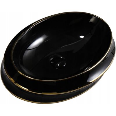 Hydrosan UMYWALKA NABLATOWA CERAMICZNA OWALNA YOKO CZARNY ZŁOTY POŁYSK 60x40 NA BLAT Hydrosan UMYWALKA NABLATOWA CERAMICZNA OWALNA YOKO CZARNY ZŁOTY POŁYSK 60x40 NA BLAT