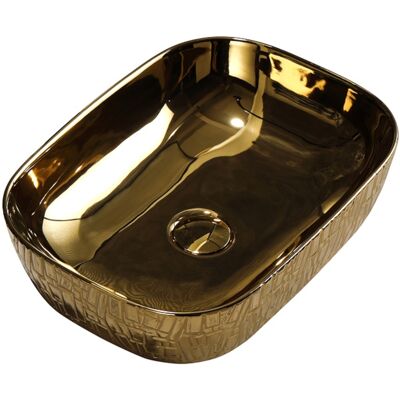 Hydrosan UMYWALKA NABLATOWA CERAMICZNA PROSTOKĄTNA MILO ZŁOTY POŁYSK 45x32 NA BLAT Hydrosan UMYWALKA NABLATOWA CERAMICZNA PROSTOKĄTNA MILO ZŁOTY POŁYSK 45x32 NA BLAT