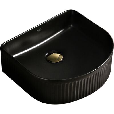 Hydrosan UMYWALKA NABLATOWA CERAMICZNA RYFLOWANA FINO CZARNY POŁYSK NA BLAT 40x35 CM Hydrosan UMYWALKA NABLATOWA CERAMICZNA RYFLOWANA FINO CZARNY POŁYSK NA BLAT 40x35 CM