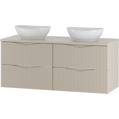 Inny producent Zestaw do Łazienki 120cm Szafka Blat Umywalka Ryflowane Fronty Beż Piaskowy Cleo Inny producent Zestaw do Łazienki 120cm Szafka Blat Umywalka Ryflowane Fronty Beż Piaskowy Cleo