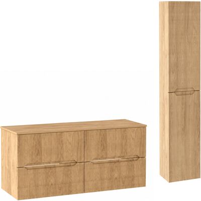Jarstol Zestaw Do Łazienki 120cm Szafka Z Blatem Słupek Ryflowane Fronty Dąb Hikora Novo Jarstol Zestaw Do Łazienki 120cm Szafka Z Blatem Słupek Ryflowane Fronty Dąb Hikora Novo