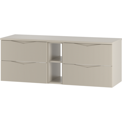 Inny producent Zestaw Do Łazienki 140cm Szafka Regał Blat Ryflowane Fronty Beż Piaskowy Cleo Inny producent Zestaw Do Łazienki 140cm Szafka Regał Blat Ryflowane Fronty Beż Piaskowy Cleo