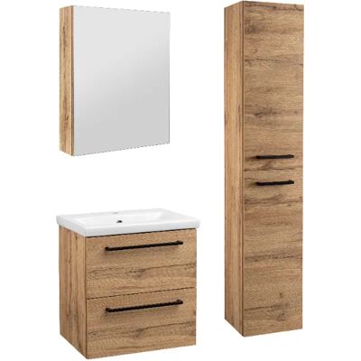 Astor Zestaw Do Łazienki 50cm Szafka Z Umywalką Słupek Wysoki Szafka Z Lustrem Dąb Wotan Aster Astor Zestaw Do Łazienki 50cm Szafka Z Umywalką Słupek Wysoki Szafka Z Lustrem Dąb Wotan Aster