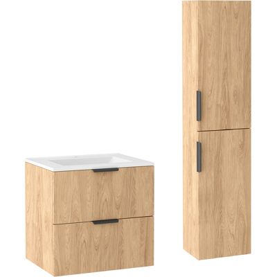Jarstol Zestaw Do Łazienki 60cm Szafka Z Umywalką I Szafką Wysoką Dąb Hikora Luna Jarstol Zestaw Do Łazienki 60cm Szafka Z Umywalką I Szafką Wysoką Dąb Hikora Luna