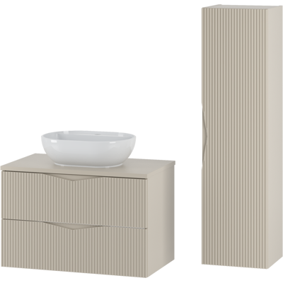 Inny producent Zestaw Do Łazienki 80cm Szafka Z Blatem Umywalka Słupek Ryflowane Fronty Beż Piaskowy Cleo Inny producent Zestaw Do Łazienki 80cm Szafka Z Blatem Umywalka Słupek Ryflowane Fronty Beż Piaskowy Cleo