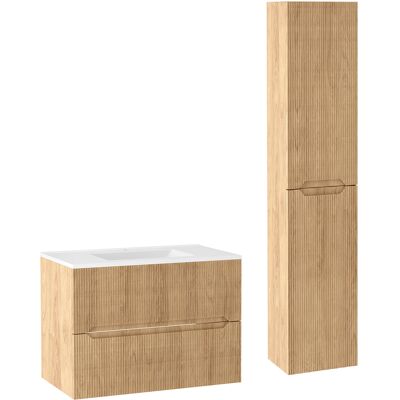 Jarstol Zestaw Do Łazienki 80cm Szafka Z Umywalką Słupek Ryflowane Fronty Dąb Hikora Novo Jarstol Zestaw Do Łazienki 80cm Szafka Z Umywalką Słupek Ryflowane Fronty Dąb Hikora Novo