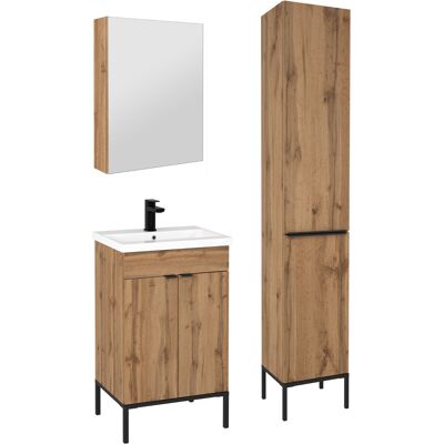 Astor Zestaw Do Łazienki Stojący 50cm Szafka Z Umywalką 2 Drzwi Słupek Szafka Z Lustrem Dąb Wotan Alba Astor Zestaw Do Łazienki Stojący 50cm Szafka Z Umywalką 2 Drzwi Słupek Szafka Z Lustrem Dąb Wotan Alba