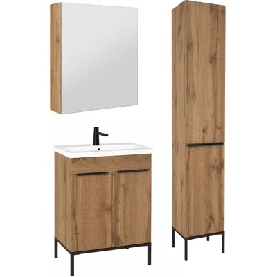 Astor Zestaw Do Łazienki Stojący 60cm Szafka Z Umywalką 2 Drzwi Słupek Szafka Z Lustrem Dąb Wotan Alba Astor Zestaw Do Łazienki Stojący 60cm Szafka Z Umywalką 2 Drzwi Słupek Szafka Z Lustrem Dąb Wotan Alba