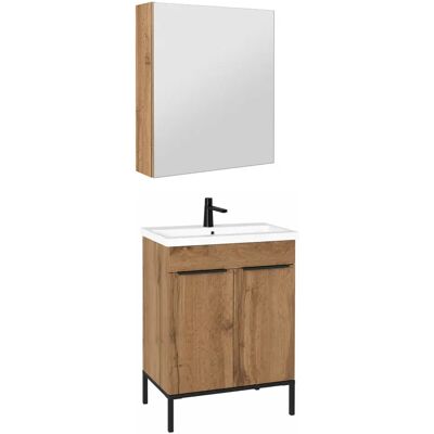 Astor Zestaw Do Łazienki Stojący 60cm Szafka Z Umywalką 2 Drzwi Szafka Z Lustrem Dąb Wotan Alba Astor Zestaw Do Łazienki Stojący 60cm Szafka Z Umywalką 2 Drzwi Szafka Z Lustrem Dąb Wotan Alba