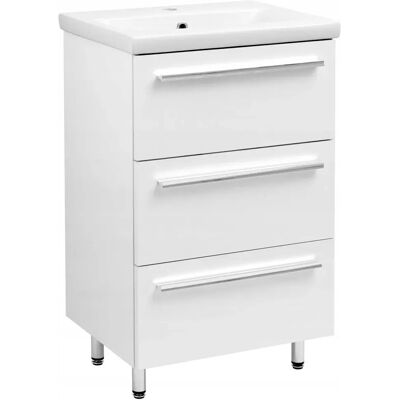 Astor Zestaw Do Łazienki Szafka Z Umywalką 50 Cm Biały Połysk 3 Szuflady Astor Zestaw Do Łazienki Szafka Z Umywalką 50 Cm Biały Połysk 3 Szuflady