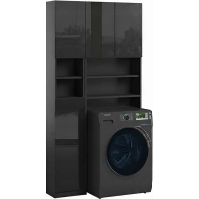 Trend Home Zestaw Łazienkowy Regał Szafka Bezuchwytowa 190 Cm Czarny Połysk Push Open Trend Home Zestaw Łazienkowy Regał Szafka Bezuchwytowa 190 Cm Czarny Połysk Push Open