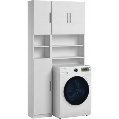 Trend Home Zestaw Łazienkowy Szafka Słupek Regał Nad Pralkę 190 Cm Biały Mat Trend Home Zestaw Łazienkowy Szafka Słupek Regał Nad Pralkę 190 Cm Biały Mat