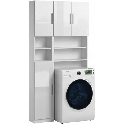 Trend Home Zestaw Łazienkowy Szafka Słupek Regał Nad Pralkę 190 Cm Biały Połysk Trend Home Zestaw Łazienkowy Szafka Słupek Regał Nad Pralkę 190 Cm Biały Połysk