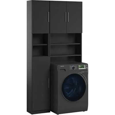 Trend Home Zestaw Łazienkowy Szafka Słupek Regał Nad Pralkę 190 Cm Czarny Mat Trend Home Zestaw Łazienkowy Szafka Słupek Regał Nad Pralkę 190 Cm Czarny Mat