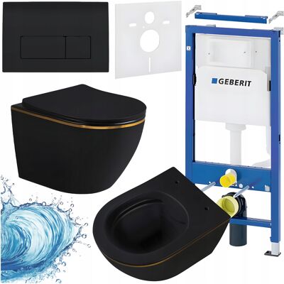 Hydrosan Zestaw Podtynkowy Wc Stelaż Geberit Miska Mizu-Mtb-Gl-Rim-03 Czarny Hydrosan Zestaw Podtynkowy Wc Stelaż Geberit Miska Mizu-Mtb-Gl-Rim-03 Czarny