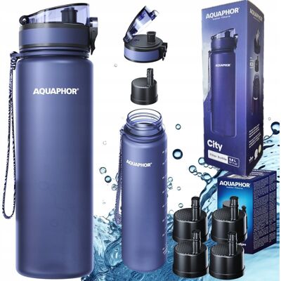 Butelka filtrująca AQUAPHOR CITY 0,8L granatowa + 5x filtr Butelka filtrująca AQUAPHOR CITY 0,8L granatowa + 5x filtr