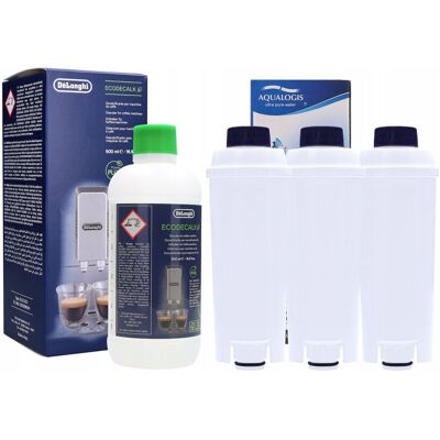 Aqualogis Odkamieniacz do ekspresu Delonghi Ecodecalk + 3x filtr do ekspresu Delonghi Aqualogis Odkamieniacz do ekspresu Delonghi Ecodecalk + 3x filtr do ekspresu Delonghi
