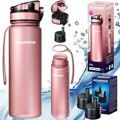 Zestaw AQUAPHOR CITY butelka filtrująca 0,5l pudrowy róż + 3x filtr do wody Zestaw AQUAPHOR CITY butelka filtrująca 0,5l pudrowy róż + 3x filtr do wody