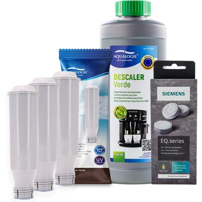 Zestaw Bosch - AL-TES46 3szt, Odkamieniacz Aqualogis Verde 500ml, Siemens TZ80001 Tabletki Czyszczące Zestaw Bosch - AL-TES46 3szt, Odkamieniacz Aqualogis Verde 500ml, Siemens TZ80001 Tabletki Czyszczące