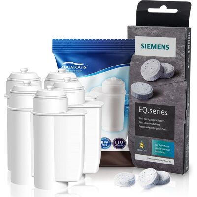 Zestaw Bosch, Filtr Aqualogis Al-Inte 5Szt, Tabletki Czyszczęce Siemens Tz80001 Zestaw Bosch, Filtr Aqualogis Al-Inte 5Szt, Tabletki Czyszczęce Siemens Tz80001