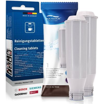 Zestaw Bosch, Filtr Aqualogis Al-Tes46 2 Szt, Tabletki Czyszczęce Siemens Tz80001 Zestaw Bosch, Filtr Aqualogis Al-Tes46 2 Szt, Tabletki Czyszczęce Siemens Tz80001