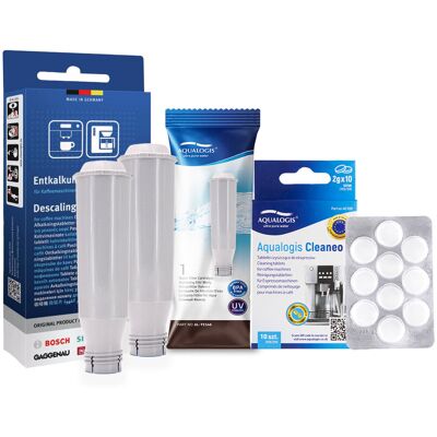 Zestaw Bosch, Filtr Aqualogis Al-Tes46 2 Szt, Tabletki Odkamieniające - Siemens 311864 - 3Szt, Tabletki Czyszczące Aqualogis Cleaneo 10 Szt. Zestaw Bosch, Filtr Aqualogis Al-Tes46 2 Szt, Tabletki Odkamieniające - Siemens 311864 - 3Szt, Tabletki Czyszczące Aqualogis Cleaneo 10 Szt.
