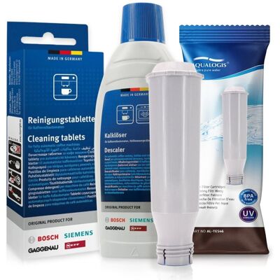 Zestaw Bosch, Filtr Aqualogis Al-Tes46, Tabletki Czyszczęce Siemens Tz80001,Odkamieniacz Bosch 311968 500Ml Zestaw Bosch, Filtr Aqualogis Al-Tes46, Tabletki Czyszczęce Siemens Tz80001,Odkamieniacz Bosch 311968 500Ml