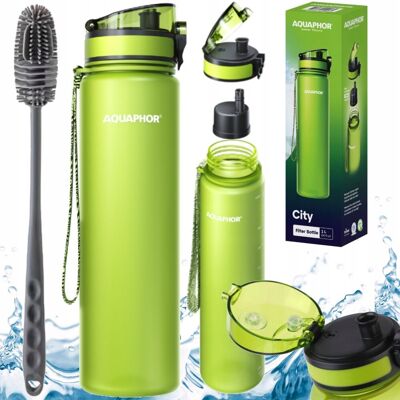 Zestaw butelka filtrująca + szczoteczka do mycia Aquaphor City 1l zielona Zestaw butelka filtrująca + szczoteczka do mycia Aquaphor City 1l zielona