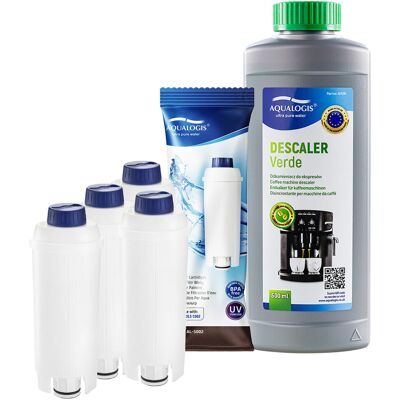 Zestaw Do Delonghi Filtr AL-S002 4szt, Odkamieniacz Aqualogis Verde 500ml Zestaw Do Delonghi Filtr AL-S002 4szt, Odkamieniacz Aqualogis Verde 500ml