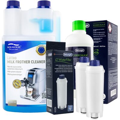 Zestaw Do Delonghi, Filtr DLSC002 2 szt, EcoDecalk 5513291781 500ml,Aqualogis Latteo 1000ml Zestaw Do Delonghi, Filtr DLSC002 2 szt, EcoDecalk 5513291781 500ml,Aqualogis Latteo 1000ml