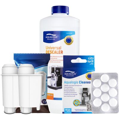 Zestaw do Ekspresów Philips Filtr AL-Inte+ 2szt, Odkamieniacz Uniwersalny Aqualogis 1L, Tabletki Czyszczące Aqualogis Cleaneo 10szt. Zestaw do Ekspresów Philips Filtr AL-Inte+ 2szt, Odkamieniacz Uniwersalny Aqualogis 1L, Tabletki Czyszczące Aqualogis Cleaneo 10szt.