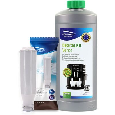 Zestaw Do Ekspresu Krups - filtr AL-TES46, Odkamieniacz Aqualogis Verde 1L Zestaw Do Ekspresu Krups - filtr AL-TES46, Odkamieniacz Aqualogis Verde 1L