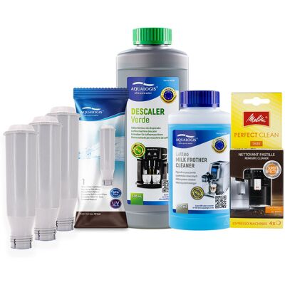 Aqualogis Zestaw do Ekspresu Melitta Filtr AL-TES46 3szt, Latteo 250ml, Tabletki czyszczące Melitta Perfect Clean 4szt, Verde 500ml Aqualogis Zestaw do Ekspresu Melitta Filtr AL-TES46 3szt, Latteo 250ml, Tabletki czyszczące Melitta Perfect Clean 4szt, Verde 500ml