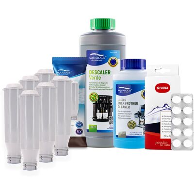 Aqualogis Zestaw do Ekspresu Nivona Filtr AL-TES46 6szt, Latteo 250ml, Tabletki czyszczące NIRT701, Verde 500ml Aqualogis Zestaw do Ekspresu Nivona Filtr AL-TES46 6szt, Latteo 250ml, Tabletki czyszczące NIRT701, Verde 500ml
