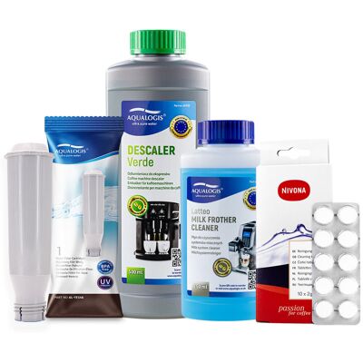 Aqualogis Zestaw do Ekspresu Nivona Filtr AL-TES46, Latteo 250ml, Tabletki czyszczące NIRT701, Verde 500ml Aqualogis Zestaw do Ekspresu Nivona Filtr AL-TES46, Latteo 250ml, Tabletki czyszczące NIRT701, Verde 500ml