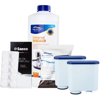 Zestaw do Ekspresu Philips Saeco, Filtr AL-Clean 2szt, Tabletki Czyszczące CA6704, Odkamieniacz Uniwersalny Aqualogis 1L Zestaw do Ekspresu Philips Saeco, Filtr AL-Clean 2szt, Tabletki Czyszczące CA6704, Odkamieniacz Uniwersalny Aqualogis 1L
