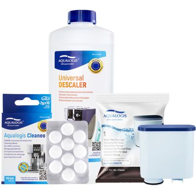 Zestaw do Ekspresu Philips Saeco, Filtr AL-Clean, Odkamieniacz Uniwersalny Aqualogis 1L, Tabletki Czyszczące Aqualogis Cleaneo 10 szt. Zestaw do Ekspresu Philips Saeco, Filtr AL-Clean, Odkamieniacz Uniwersalny Aqualogis 1L, Tabletki Czyszczące Aqualogis Cleaneo 10 szt.