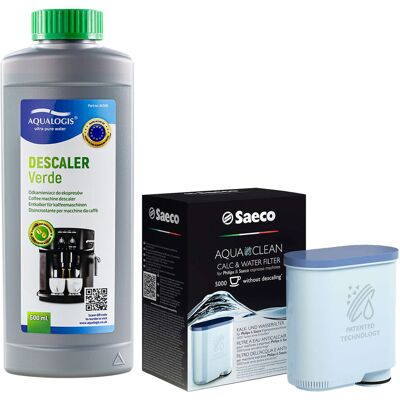 Zestaw Do Philips Saeco - Filtr Philips AquaClean CA6903, Odkamieniacz Aqualogis Verde 500ml Zestaw Do Philips Saeco - Filtr Philips AquaClean CA6903, Odkamieniacz Aqualogis Verde 500ml
