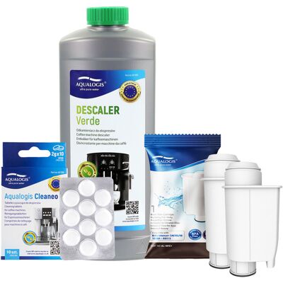 Aqualogis Zestaw Do Saeco Philips, AL-Inte+ 2 szt, Odkamieniacz Verde 1L, Tabletki Cleaneo 10 szt. Aqualogis Zestaw Do Saeco Philips, AL-Inte+ 2 szt, Odkamieniacz Verde 1L, Tabletki Cleaneo 10 szt.