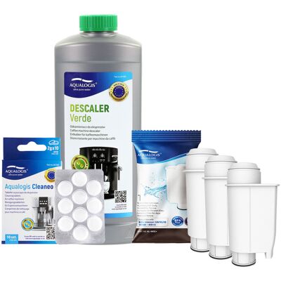Aqualogis Zestaw Do Saeco Philips, AL-Inte+ 3 szt, Odkamieniacz Verde 1L, Tabletki Cleaneo 10 szt. Aqualogis Zestaw Do Saeco Philips, AL-Inte+ 3 szt, Odkamieniacz Verde 1L, Tabletki Cleaneo 10 szt.