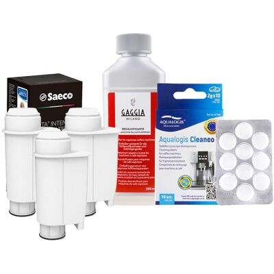 Aqualogis Zestaw Do Saeco Philips, Intenza+ 3 szt, Odkamieniacz CA6700/00 250ml, Tabletki Czyszczące Cleaneo 10 szt. Aqualogis Zestaw Do Saeco Philips, Intenza+ 3 szt, Odkamieniacz CA6700/00 250ml, Tabletki Czyszczące Cleaneo 10 szt.