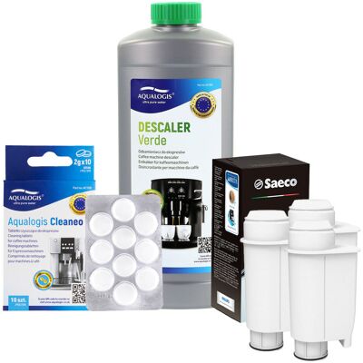 Aqualogis Zestaw Do Saeco Philips, Intenza+ 3 szt, Odkamieniacz Verde 750ml, Tabletki Cleaneo 10 szt. Aqualogis Zestaw Do Saeco Philips, Intenza+ 3 szt, Odkamieniacz Verde 750ml, Tabletki Cleaneo 10 szt.