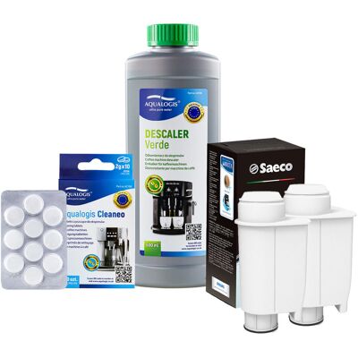 Zestaw Gaggia - Filtr Saeco Intenza+ CA6702 2szt, Odkamieniacz Aqualogis Verde 500ml, Tabletki Czyszczące Aqualogis Cleaneo 10 szt. Zestaw Gaggia - Filtr Saeco Intenza+ CA6702 2szt, Odkamieniacz Aqualogis Verde 500ml, Tabletki Czyszczące Aqualogis Cleaneo 10 szt.