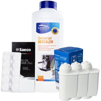 Aqualogis Zestaw Gaggia - Filtr Saeco Intenza+ CA6702 3szt, Uniwersalny Odkamieniacz 500ml, Saeco CA6704/60 Tabletki Czyszczące Aqualogis Zestaw Gaggia - Filtr Saeco Intenza+ CA6702 3szt, Uniwersalny Odkamieniacz 500ml, Saeco CA6704/60 Tabletki Czyszczące
