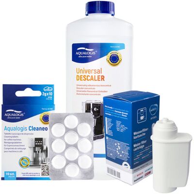 Zestaw Gaggia - Filtr Saeco Intenza+ CA6702, Uniwersalny Odkamieniacz Aqualogis 1L, Tabletki Czyszczące Aqualogis Cleaneo 10 szt. Zestaw Gaggia - Filtr Saeco Intenza+ CA6702, Uniwersalny Odkamieniacz Aqualogis 1L, Tabletki Czyszczące Aqualogis Cleaneo 10 szt.