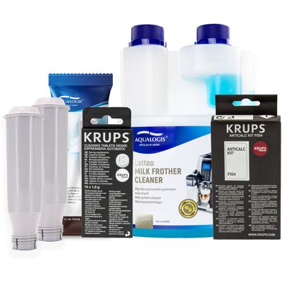 Aqualogis Zestaw Krups - AL-TES46 2szt, Latteo 500ml, KRUPS XS3000 10 Tabletki, Krups F054 Aqualogis Zestaw Krups - AL-TES46 2szt, Latteo 500ml, KRUPS XS3000 10 Tabletki, Krups F054