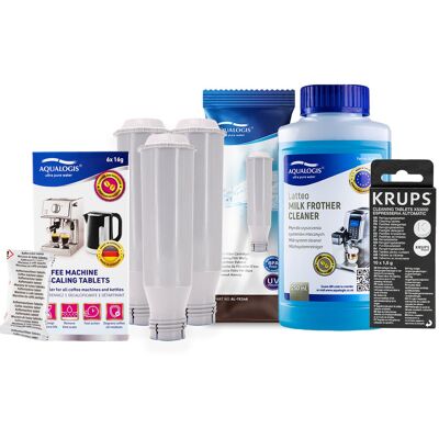 Aqualogis Zestaw Krups AL-TES46 3szt, latteo 250ml, Decalc 6szt, tabletki Krups XS3000 10szt Aqualogis Zestaw Krups AL-TES46 3szt, latteo 250ml, Decalc 6szt, tabletki Krups XS3000 10szt