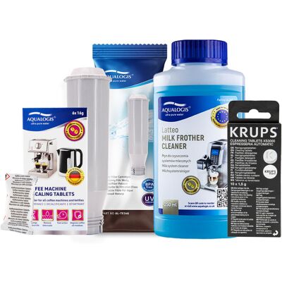 Aqualogis Zestaw Krups AL-TES46, latteo 250ml, Decalc 6szt, tabletki Krups XS3000 10szt Aqualogis Zestaw Krups AL-TES46, latteo 250ml, Decalc 6szt, tabletki Krups XS3000 10szt