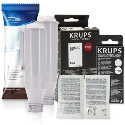 Aqualogis Zestaw Krups filtr AL-TES46 2szt, Odkamieniacz Krups F054, Tabletki KRUPS XS3000 10 szt. Aqualogis Zestaw Krups filtr AL-TES46 2szt, Odkamieniacz Krups F054, Tabletki KRUPS XS3000 10 szt.